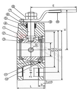 BQ71F對(duì)夾式保溫球閥外形結(jié)構(gòu)圖